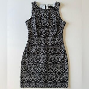 Guess Lace Dress Size 6, Black & White Knee Length Sleeveless Elegant Sexy 2/$25